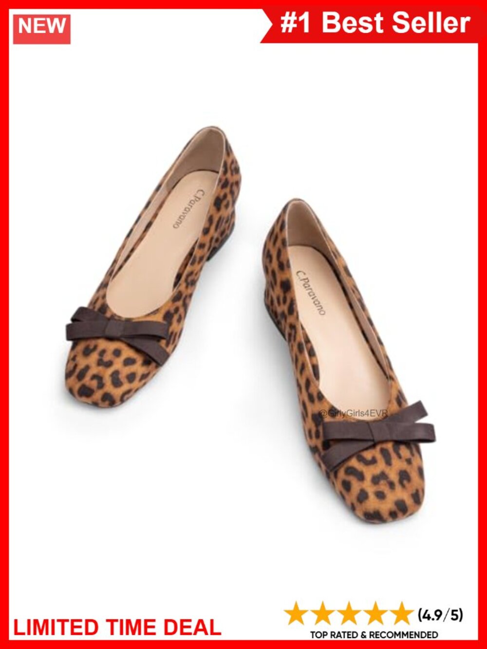 Womens Pumps Chunky Block Heel Square Toe Leopard Animal Print Dressy Casual
